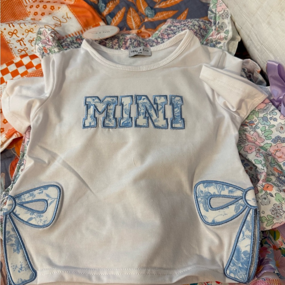 Mini by M&S White Short Sleeve Tee with Blue Applique